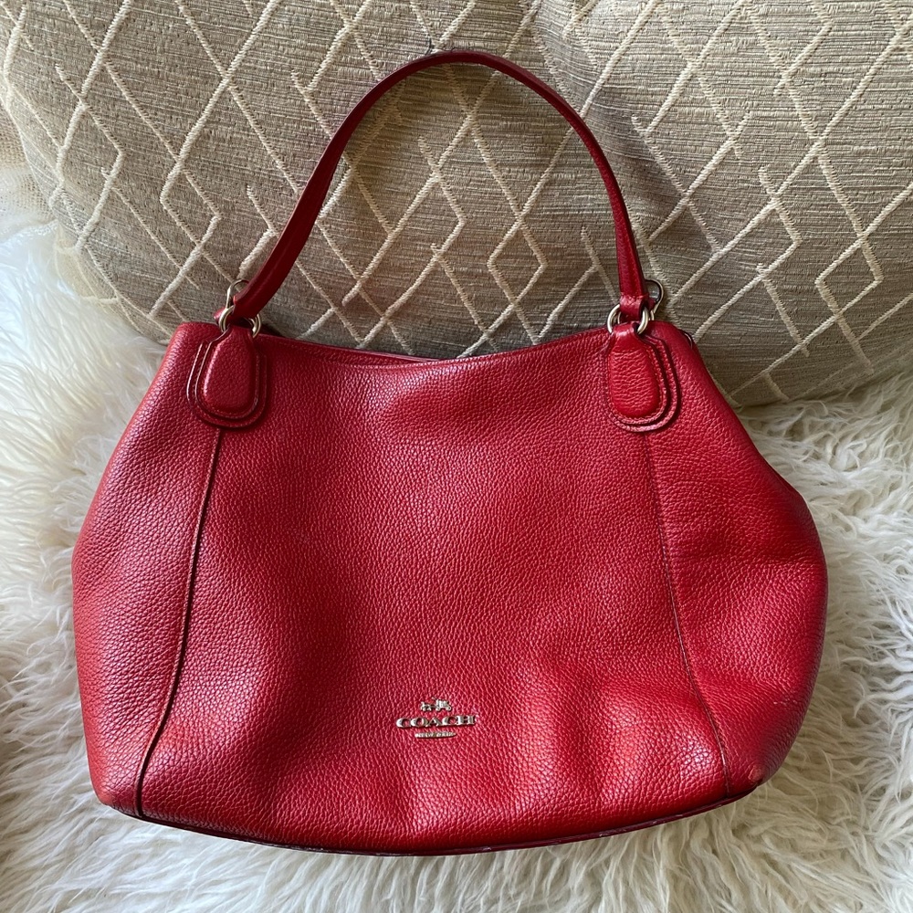 Coach red Edie pebbled leather Shoulder bag purse